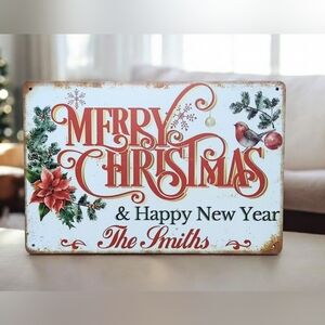 New Rustic Merry Christmas Tin Distressed Finish THE SMITHS